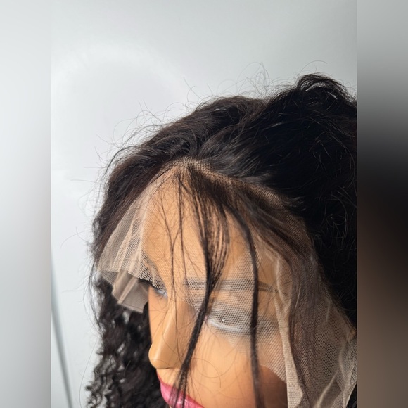 Human hair Blend Natural Black Lace Front Wig 18 Inch - Picture 6 of 9